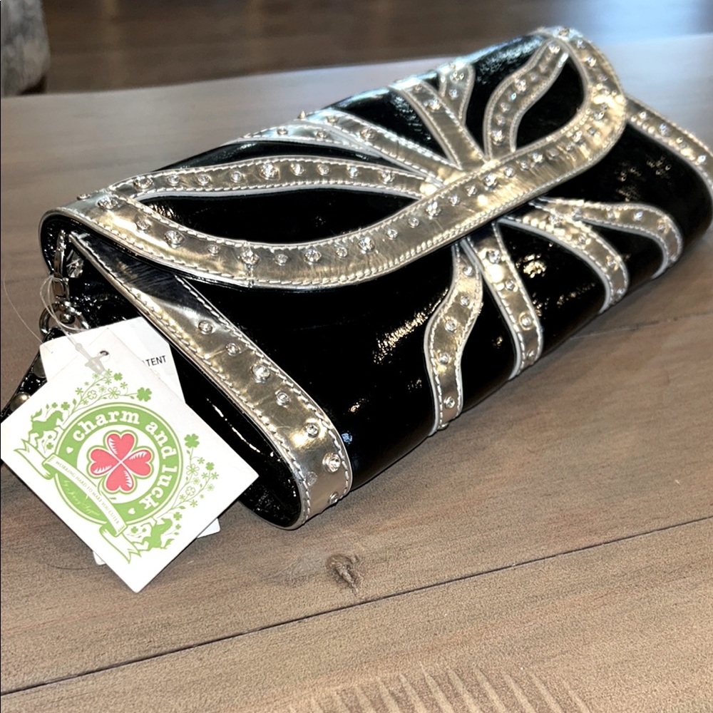 Charm and Luck Black Silver Clutch